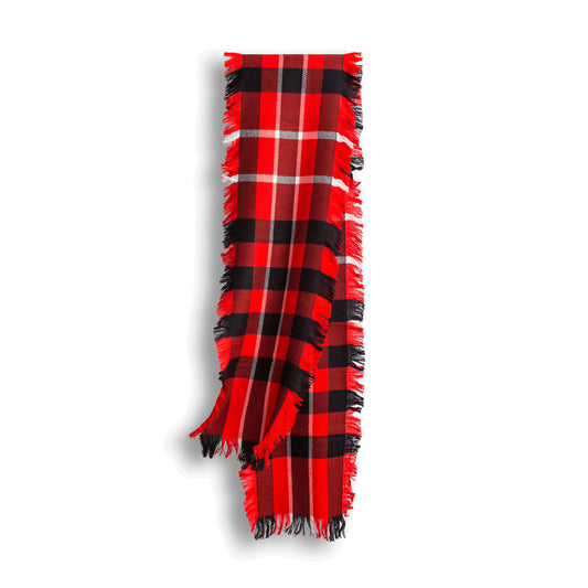 fringed check wool scarf
