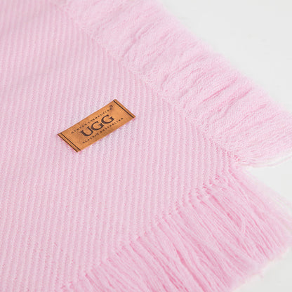fringed check wool scarf