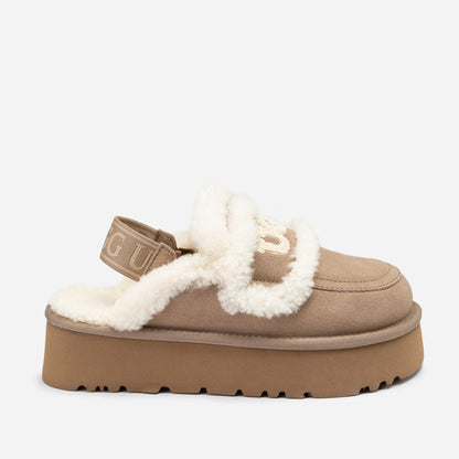 Ugg Violet Shearling Platform Slipper (Elastic Logo) (Detachable Feature)