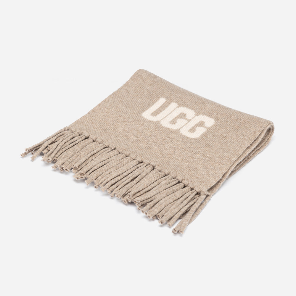 Ugg Logo Cashmere Aus Wool Woven Scarf