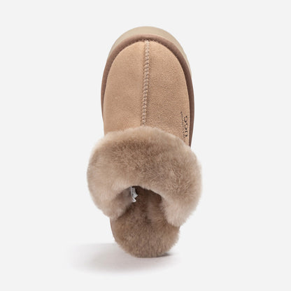 Ugg Platform Slipper (Elastic Logo & Wool Strap) 4.5cm (Detachable Feature)(Water Resistant)