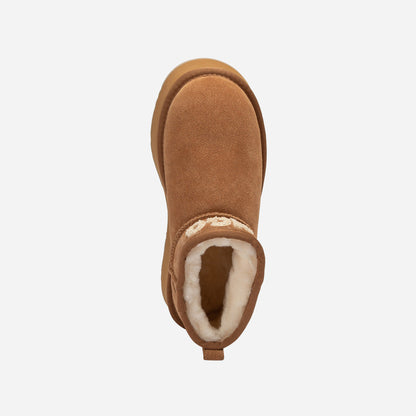 Ugg Classic Platform Knit Logo Matelassé Ultra Mini Boot