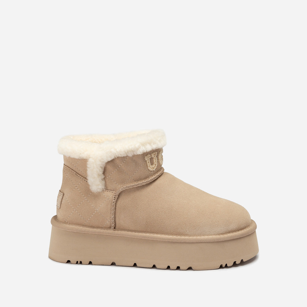 Ugg Bondi Matelassé Platform Shearling Ultra Mini Boots