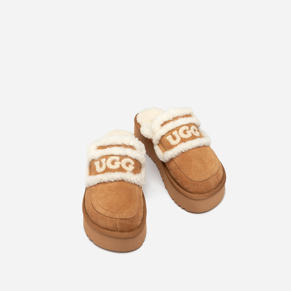 Ugg Violet Matelasse Shearling Platform Slipper