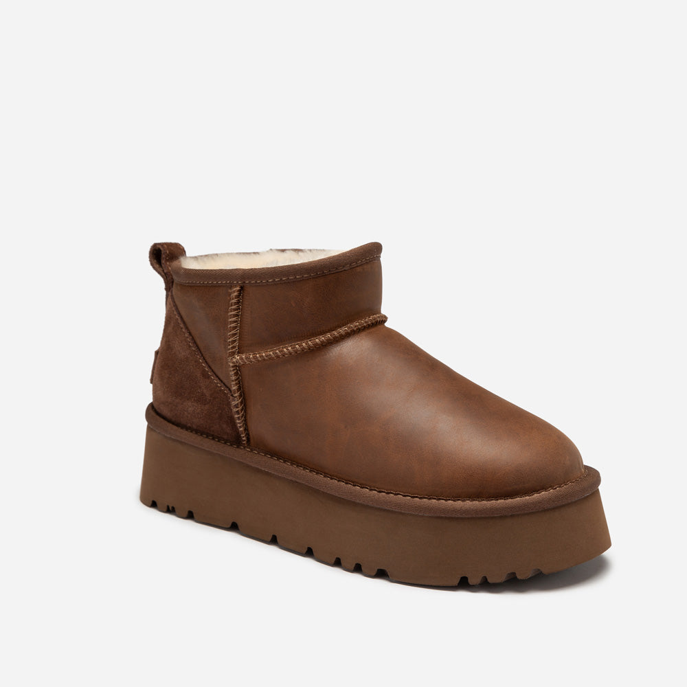 Ugg Classic Platform Ultra Mini Boot (Oiled Leather) (4.5cm)