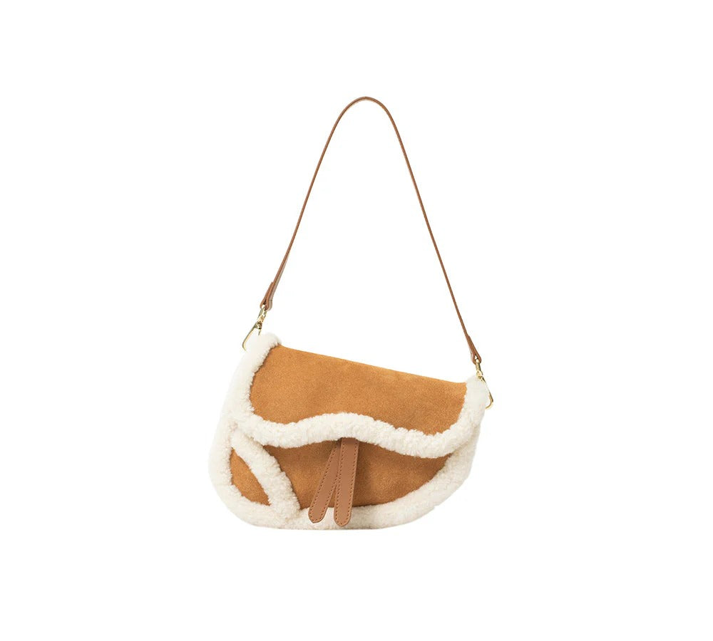 AUSTRALIAN SHEPHERD® Women Fluffy Wool Over Shoulder Saddle Bag