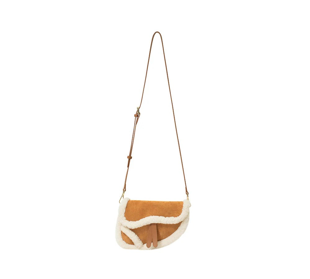 AUSTRALIAN SHEPHERD® Women Fluffy Wool Over Shoulder Saddle Bag